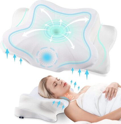 Cervical Contour Memory Foam Pillow: Neck Support Chiropractic Pillow,Ergonomic  Orthopedic Sleep Spine Contoured Pillows,Relief Neck Shoulder Back Pain  Relief Snoring, Side Back Stomach Sleeper Pillow